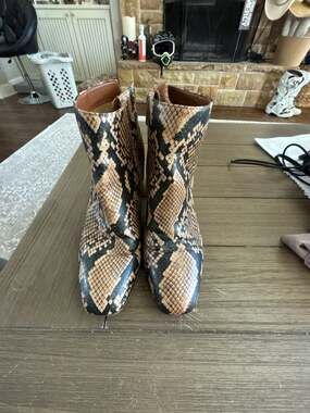 Franco Sarto Women's Snakeskin Print Ankle Booties with Block Heel